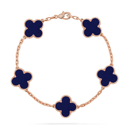 [Riva Jewelry]LUCKY CLOVER 5-MOTIF BRACELET - LAPIS LAZULI COLLECTION