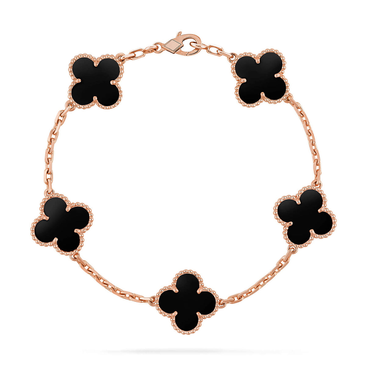 [Riva Jewelry]LUCKY CLOVER 5-MOTIF BRACELET - BLACK OXNY COLLECTION
