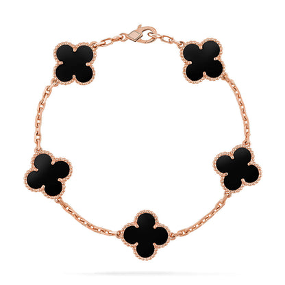 [Riva Jewelry]LUCKY CLOVER 5-MOTIF BRACELET - BLACK OXNY COLLECTION
