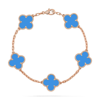 [Riva Jewelry]LUCKY CLOVER 5-MOTIF BRACELET - BLUE AGATE COLLECTION