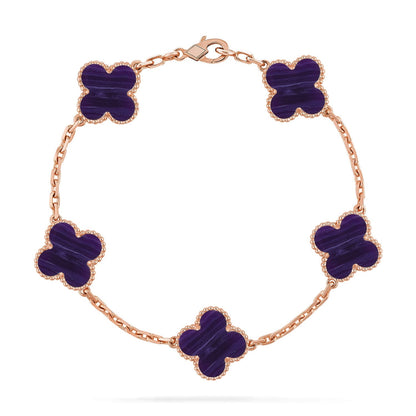 [Riva Jewelry]LUCKY CLOVER 5-MOTIF BRACELET - CHAROITE COLLECTION