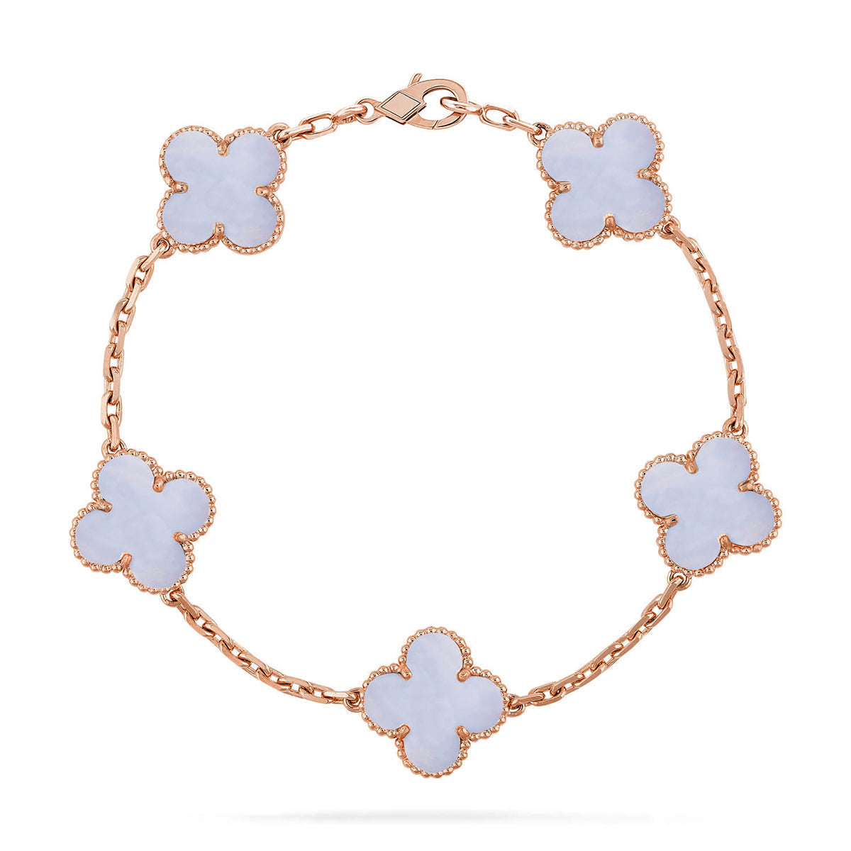 [Riva Jewelry]LUCKY CLOVER 5-MOTIF BRACELET - PURPLE CHALCEDONY COLLECTION