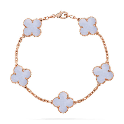 [Riva Jewelry]LUCKY CLOVER 5-MOTIF BRACELET - PURPLE CHALCEDONY COLLECTION