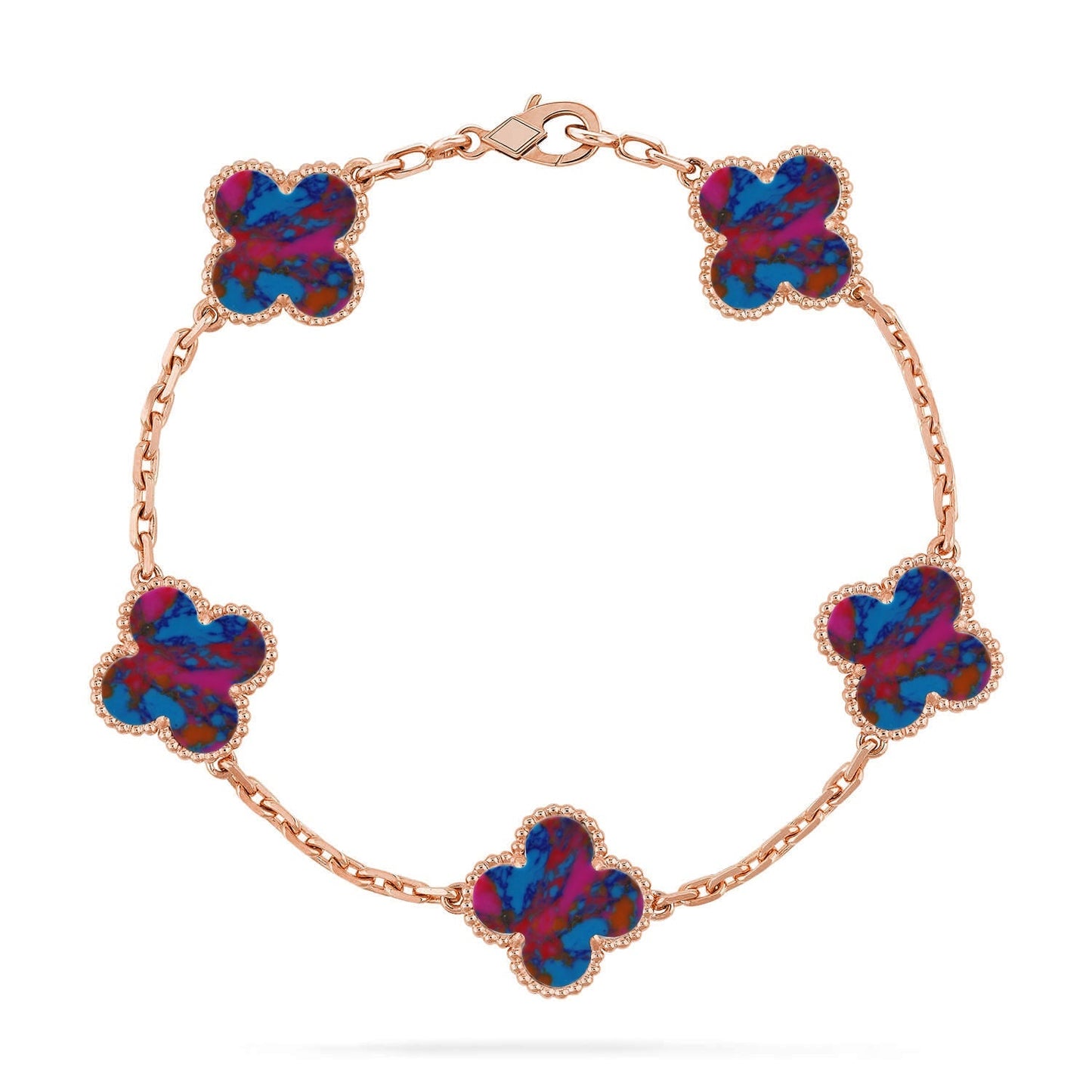 [Riva Jewelry]LUCKY CLOVER 5-MOTIF BRACELET - MULTI-GEM COLLECTION