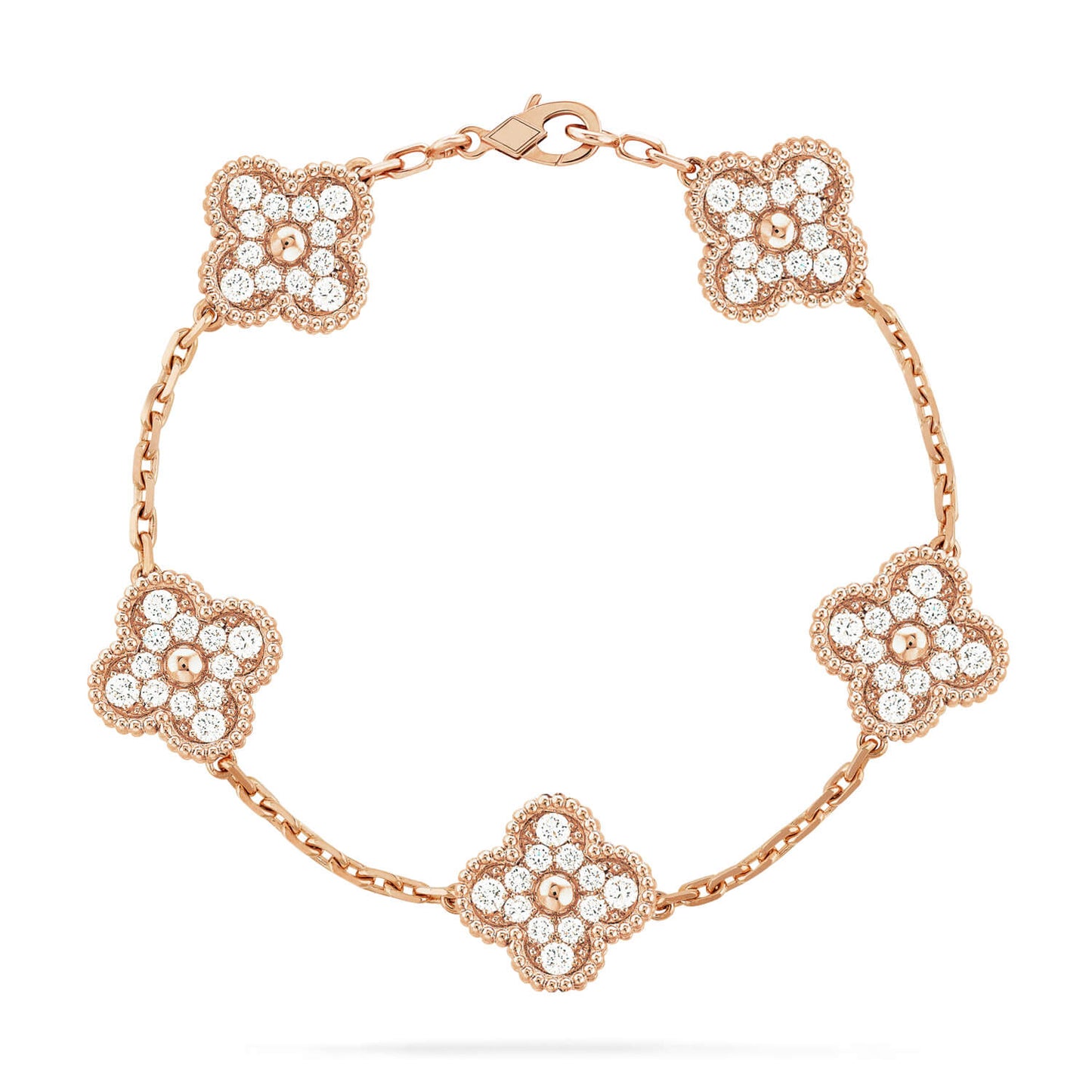 [Riva Jewelry]LUCKY CLOVER 5-MOTIF BRACELET - FULL-DIAMOND