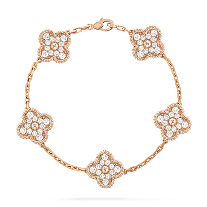 [Riva Jewelry]LUCKY CLOVER 5-MOTIF BRACELET - FULL-DIAMOND