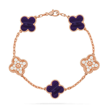 [Riva Jewelry]LUCKY CLOVER 5-MOTIF BRACELET - CHAROITE COLLECTION