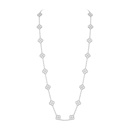 [Riva Jewelry]CLASSIC 20-MOTIF LUCKY CLOVER LONG NECKLACE WHITE GOLD COLLECTION