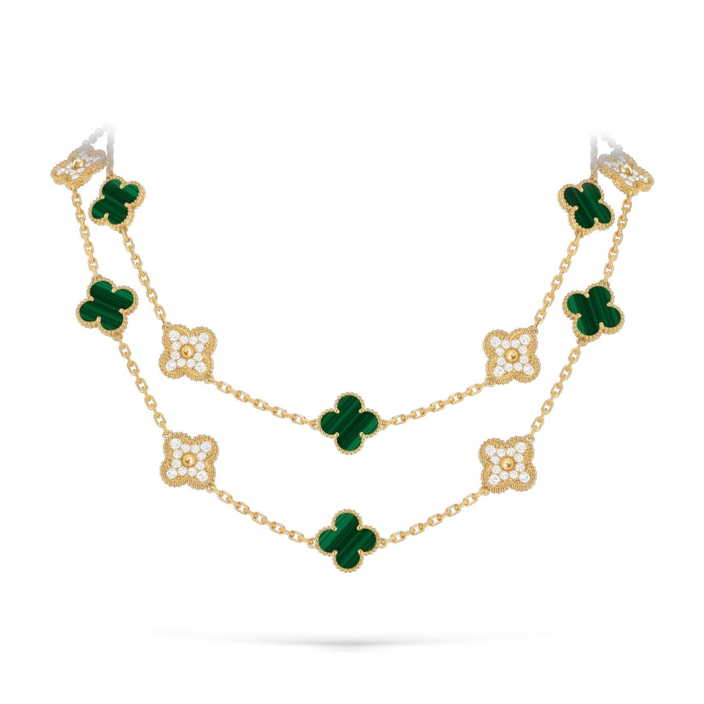 [Riva Jewelry]CLASSIC 20-MOTIF LUCKY CLOVER LONG NECKLACE GOLD COLLECTION