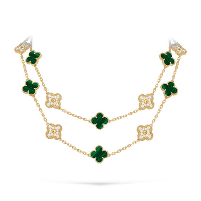 [Riva Jewelry]CLASSIC 20-MOTIF LUCKY CLOVER LONG NECKLACE GOLD COLLECTION