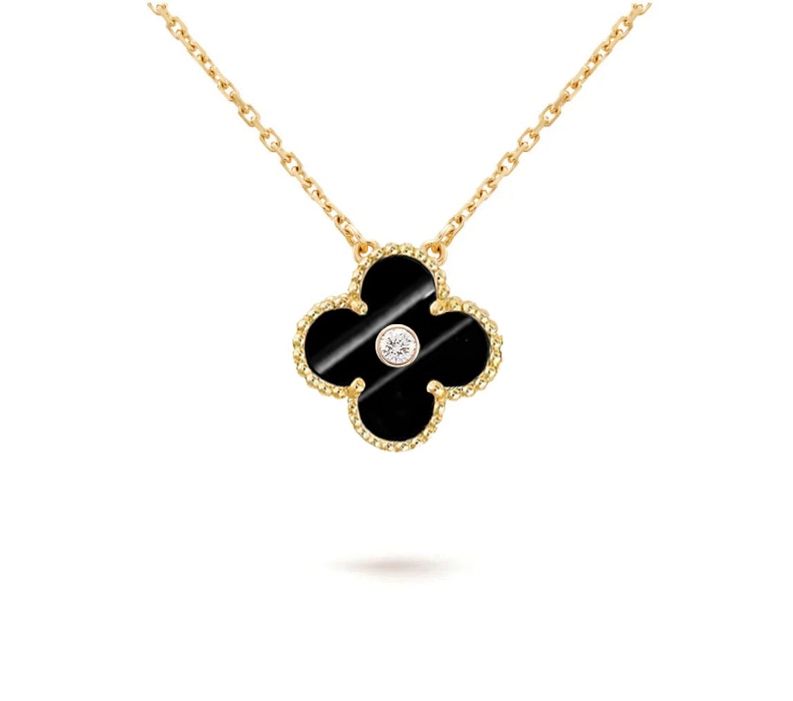 [Riva Jewelry]15MM CLOVER FLOWER DIAMOND PENDANT NECKLACE COLLECTION