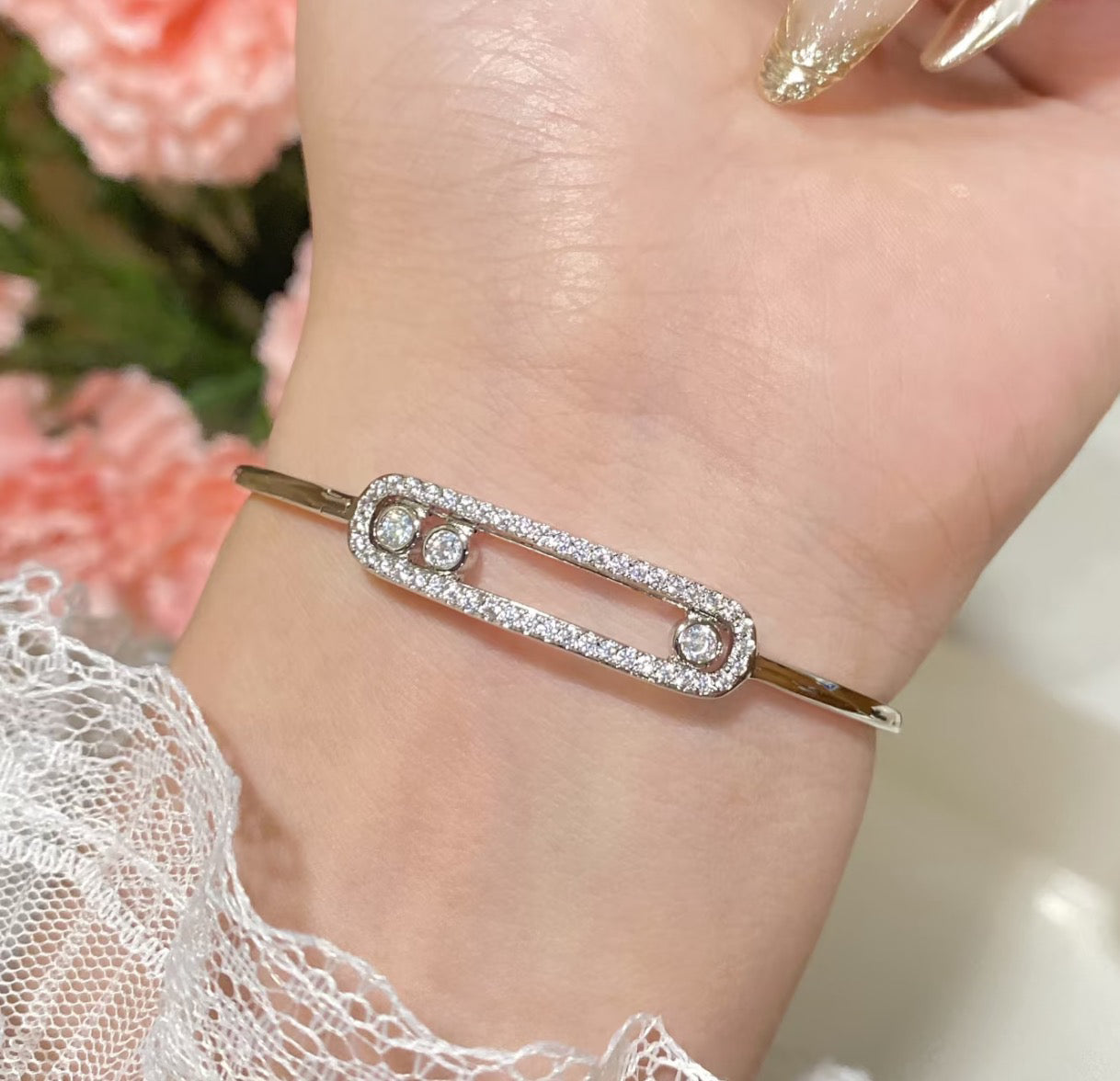 [Riva Jewelry]MOVE PAVÉ DIAMOND BANGLE BRACELET M