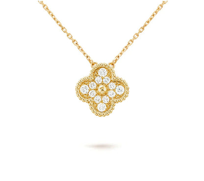 [Riva Jewelry]15MM CLOVER FLOWER DIAMOND PENDANT NECKLACE COLLECTION