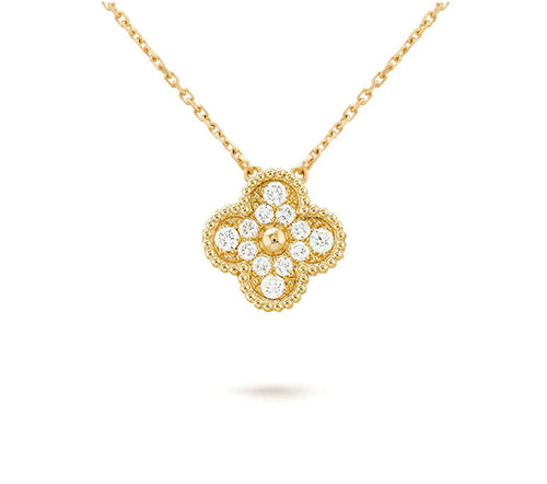 [Riva Jewelry]15MM CLOVER FLOWER DIAMOND PENDANT NECKLACE COLLECTION
