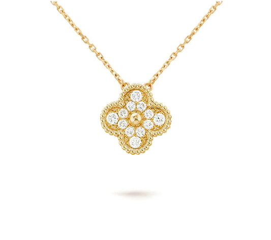 [Riva Jewelry]15MM CLOVER FLOWER DIAMOND PENDANT NECKLACE COLLECTION