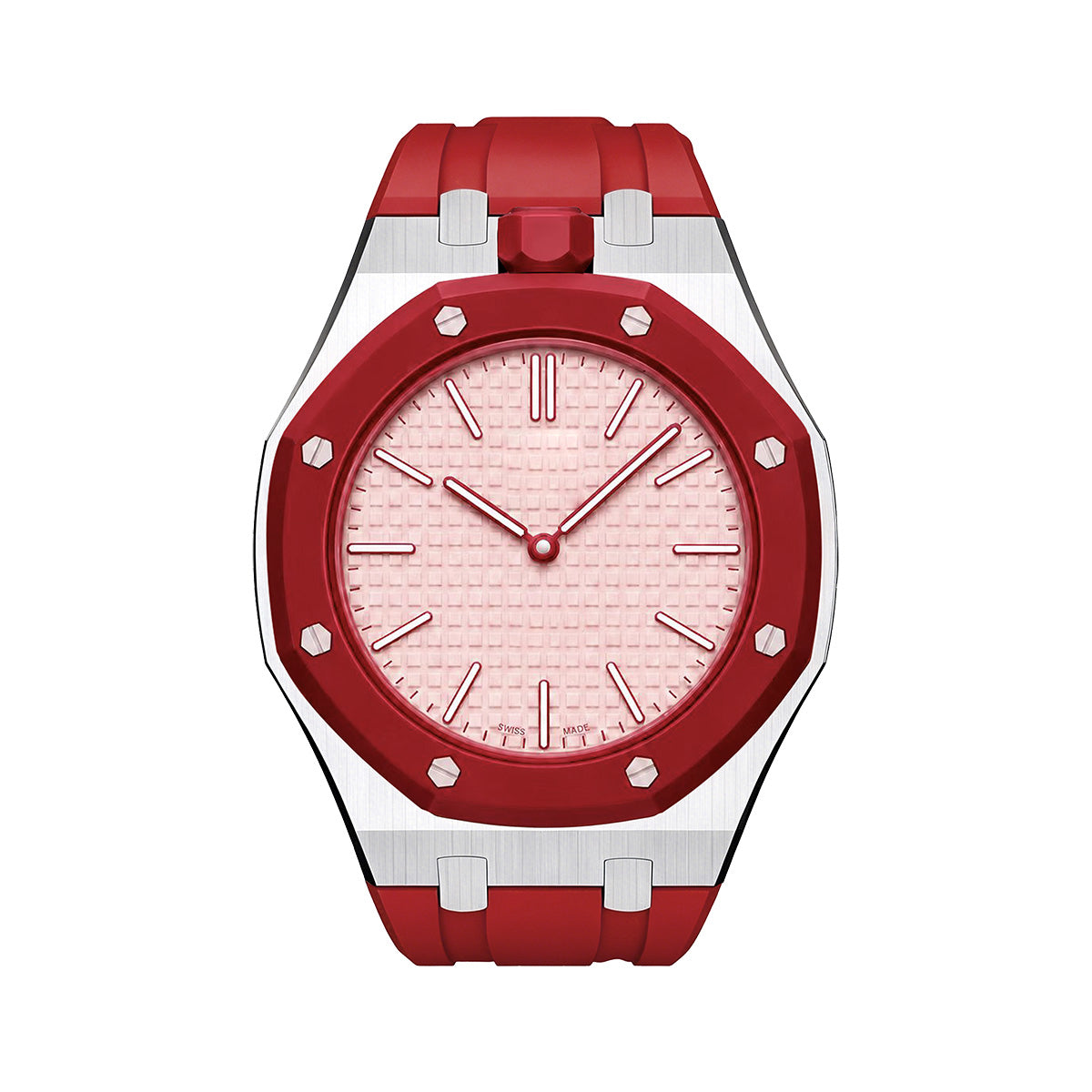 [Riva Jewelry]OAK POP RED STEEL SILICONE STRAP