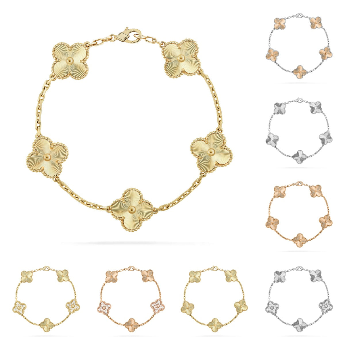 [Riva Jewelry]LUCKY CLOVER 5-MOTIF BRACELET - LASER COLLECTION