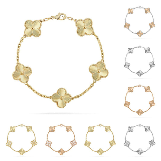 [Riva Jewelry]LUCKY CLOVER 5-MOTIF BRACELET - LASER COLLECTION