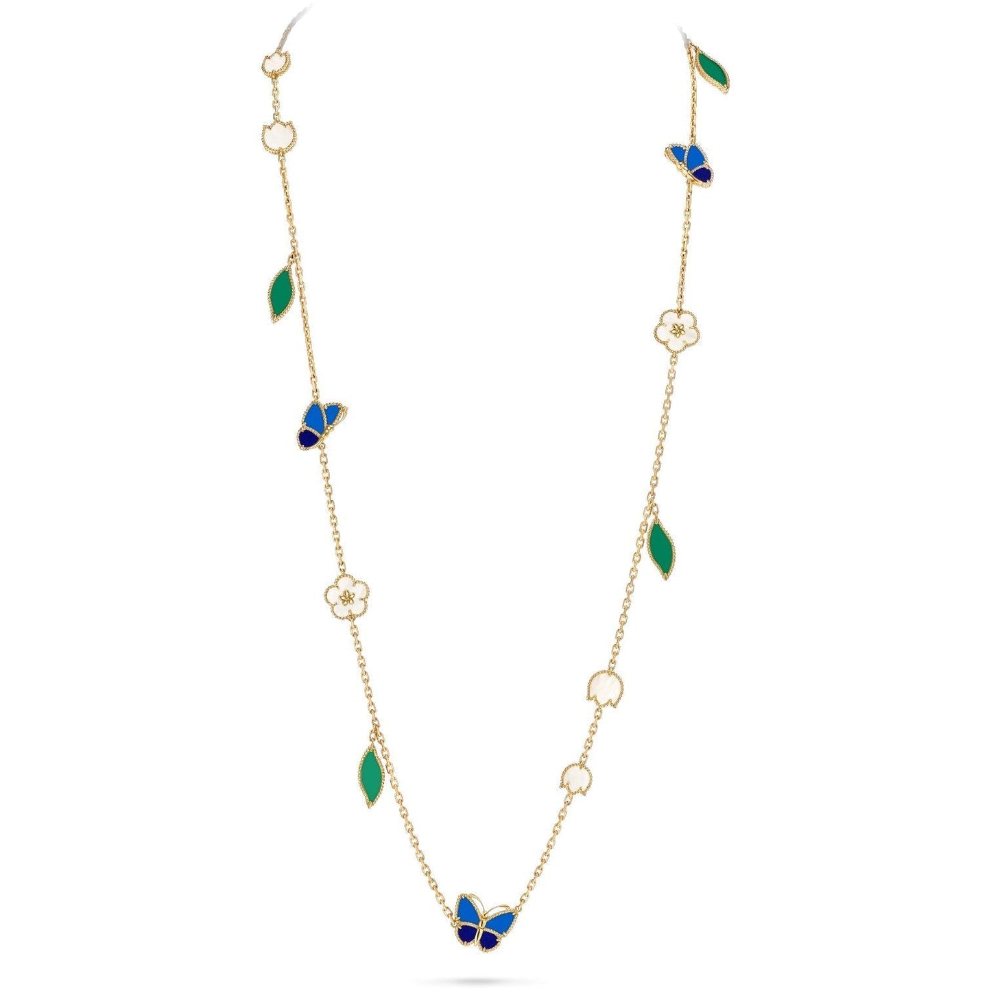 [Riva Jewelry]LUCKY SPRING BUTTERFLY & FLOWER STATEMENT NECKLACE - 15-MOTIF FLORAL DESIGN