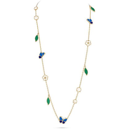 [Riva Jewelry]LUCKY SPRING BUTTERFLY & FLOWER STATEMENT NECKLACE - 15-MOTIF FLORAL DESIGN