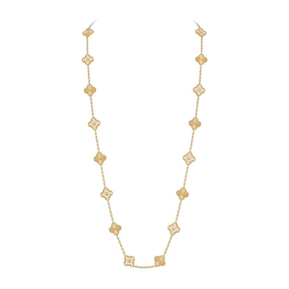 [Riva Jewelry]CLASSIC 20-MOTIF LUCKY CLOVER LONG NECKLACE GOLD COLLECTION
