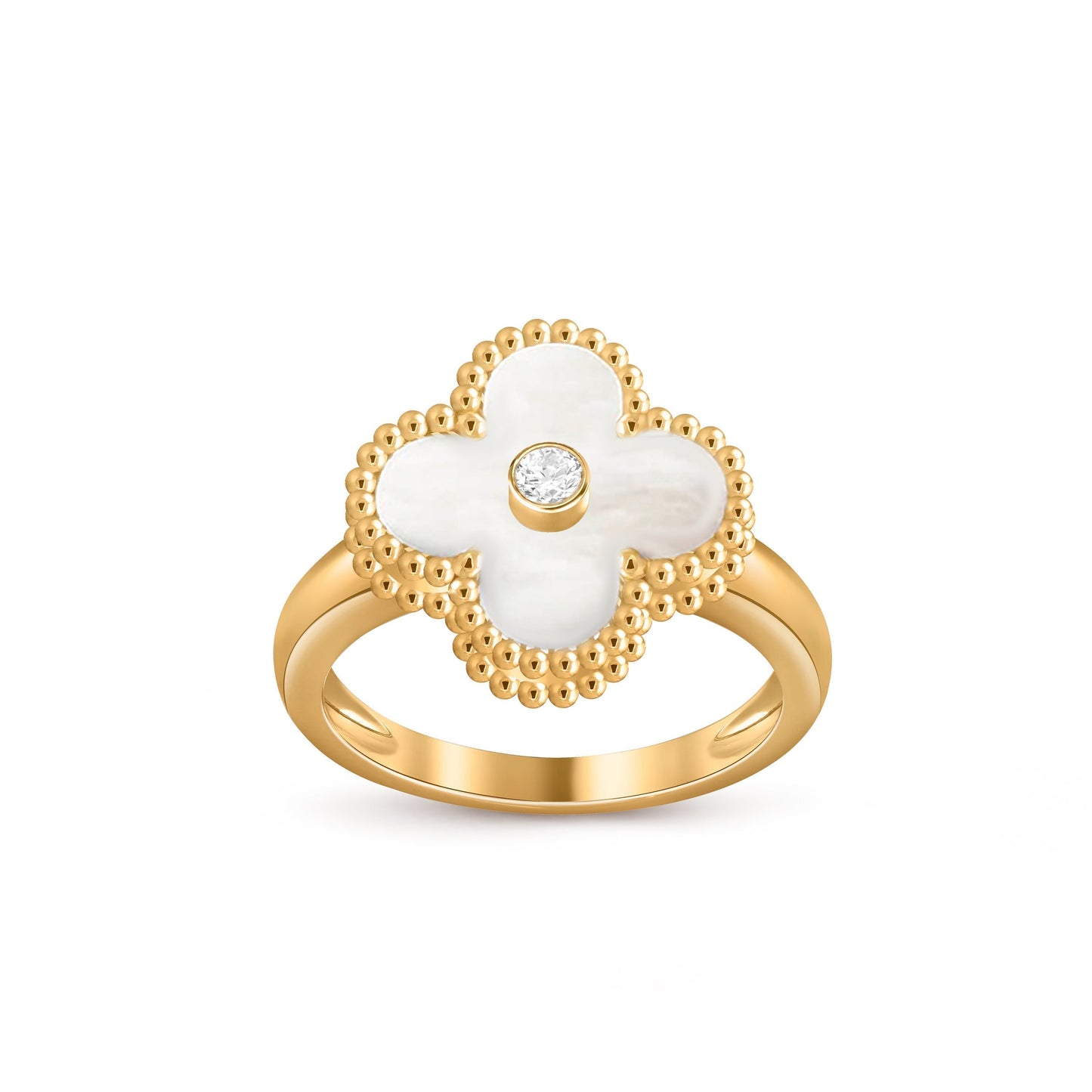 [Riva Jewelry]LUCKY CLOVER DIAMOND-ACCENT GOLD RING COLLECTION