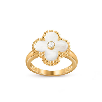 [Riva Jewelry]LUCKY CLOVER DIAMOND-ACCENT GOLD RING COLLECTION