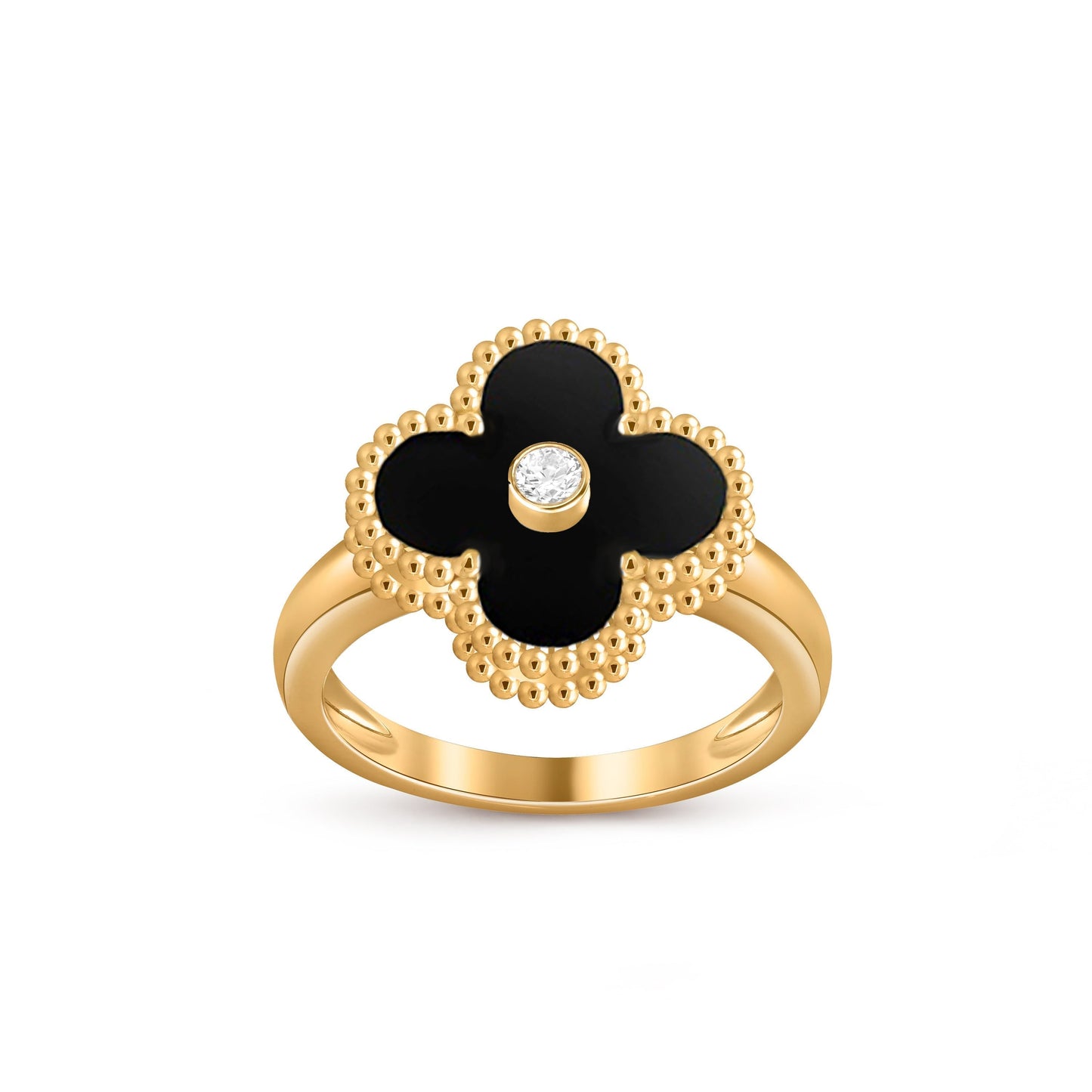 [Riva Jewelry]LUCKY CLOVER DIAMOND-ACCENT GOLD RING COLLECTION