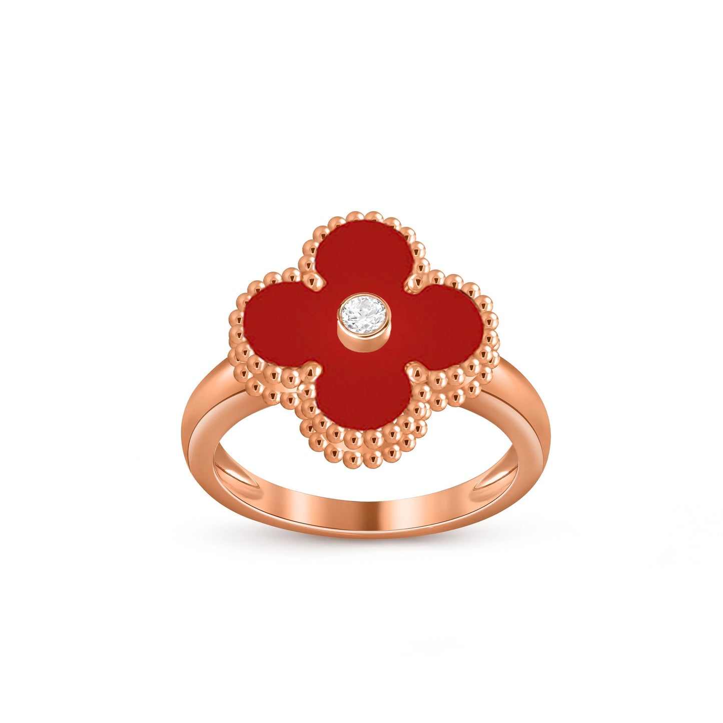 [Riva Jewelry]LUCKY CLOVER DIAMOND-ACCENT ROSE GOLD RING COLLECTION