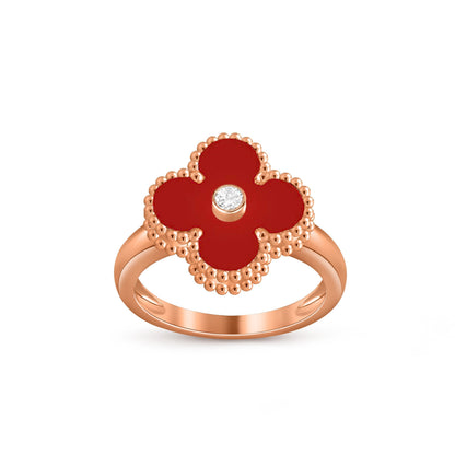 [Riva Jewelry]LUCKY CLOVER DIAMOND-ACCENT ROSE GOLD RING COLLECTION