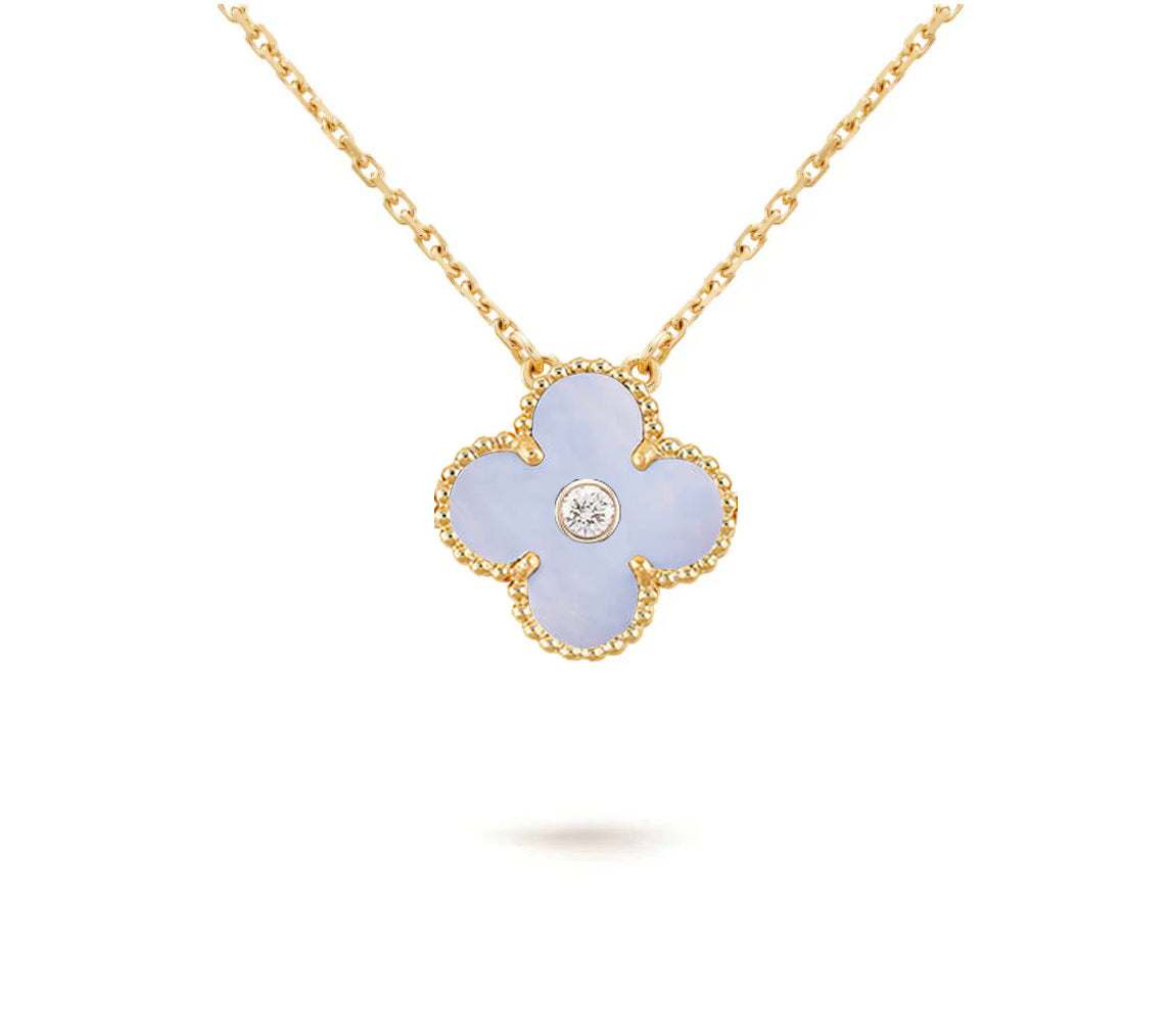 [Riva Jewelry]15MM CLOVER FLOWER DIAMOND PENDANT NECKLACE COLLECTION