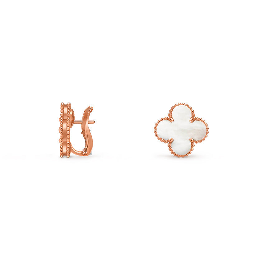 [Riva Jewelry]15MM CLOVER FLOWER STUD EARRINGS ROSE GOLD COLLECTION