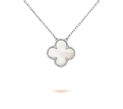 [Riva Jewelry]15MM CLOVER FLOWER PENDANT NECKLACE WHITE GOLD COLLECTION