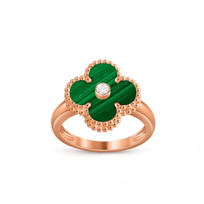 [Riva Jewelry]LUCKY CLOVER DIAMOND-ACCENT ROSE GOLD RING COLLECTION