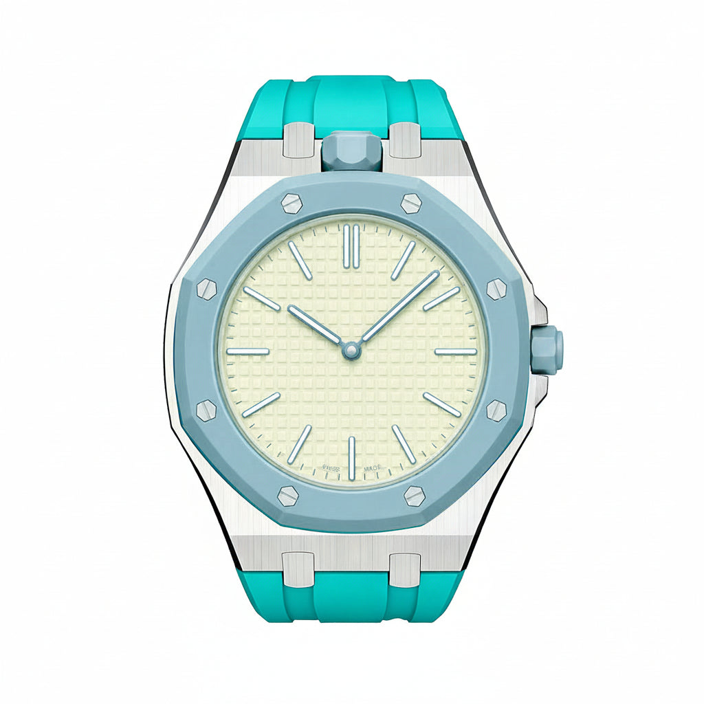 [Riva Jewelry]OAK POP SKY BLUE STEEL SILICONE STRAP