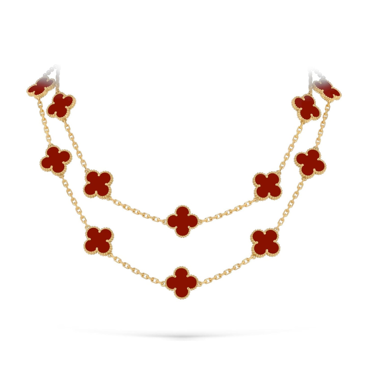[Riva Jewelry]CLASSIC 20-MOTIF LUCKY CLOVER LONG NECKLACE GOLD COLLECTION