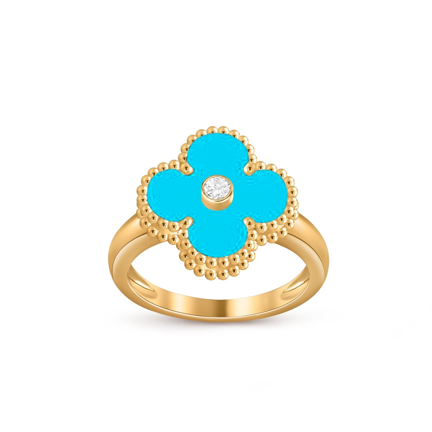 [Riva Jewelry]LUCKY CLOVER DIAMOND-ACCENT GOLD RING COLLECTION