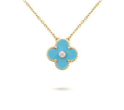 [Riva Jewelry]15MM CLOVER FLOWER DIAMOND PENDANT NECKLACE COLLECTION