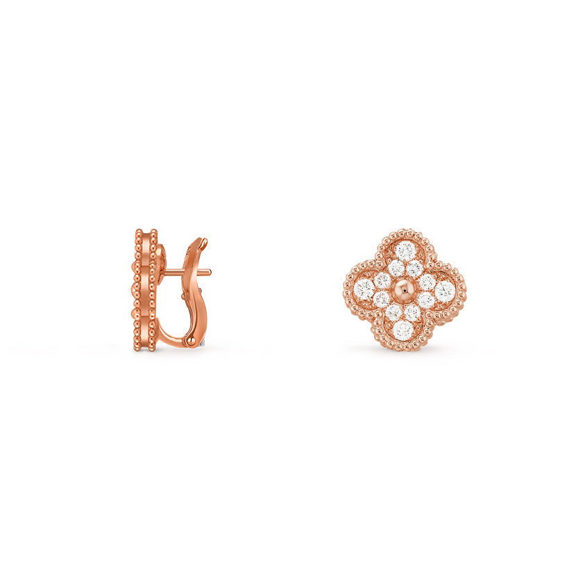 [Riva Jewelry]15MM CLOVER FLOWER STUD EARRINGS ROSE GOLD COLLECTION