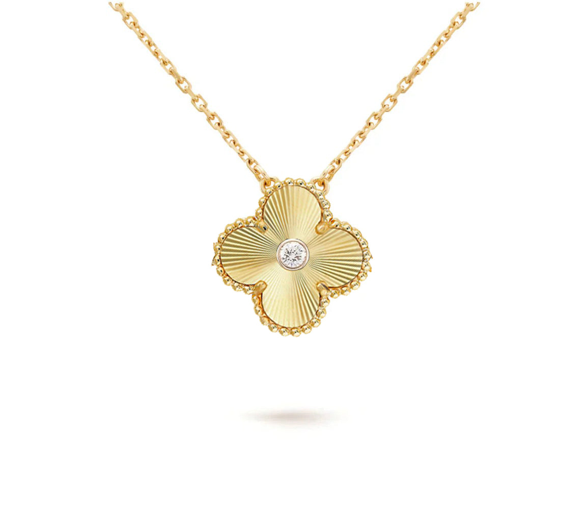[Riva Jewelry]15MM CLOVER FLOWER DIAMOND PENDANT NECKLACE COLLECTION