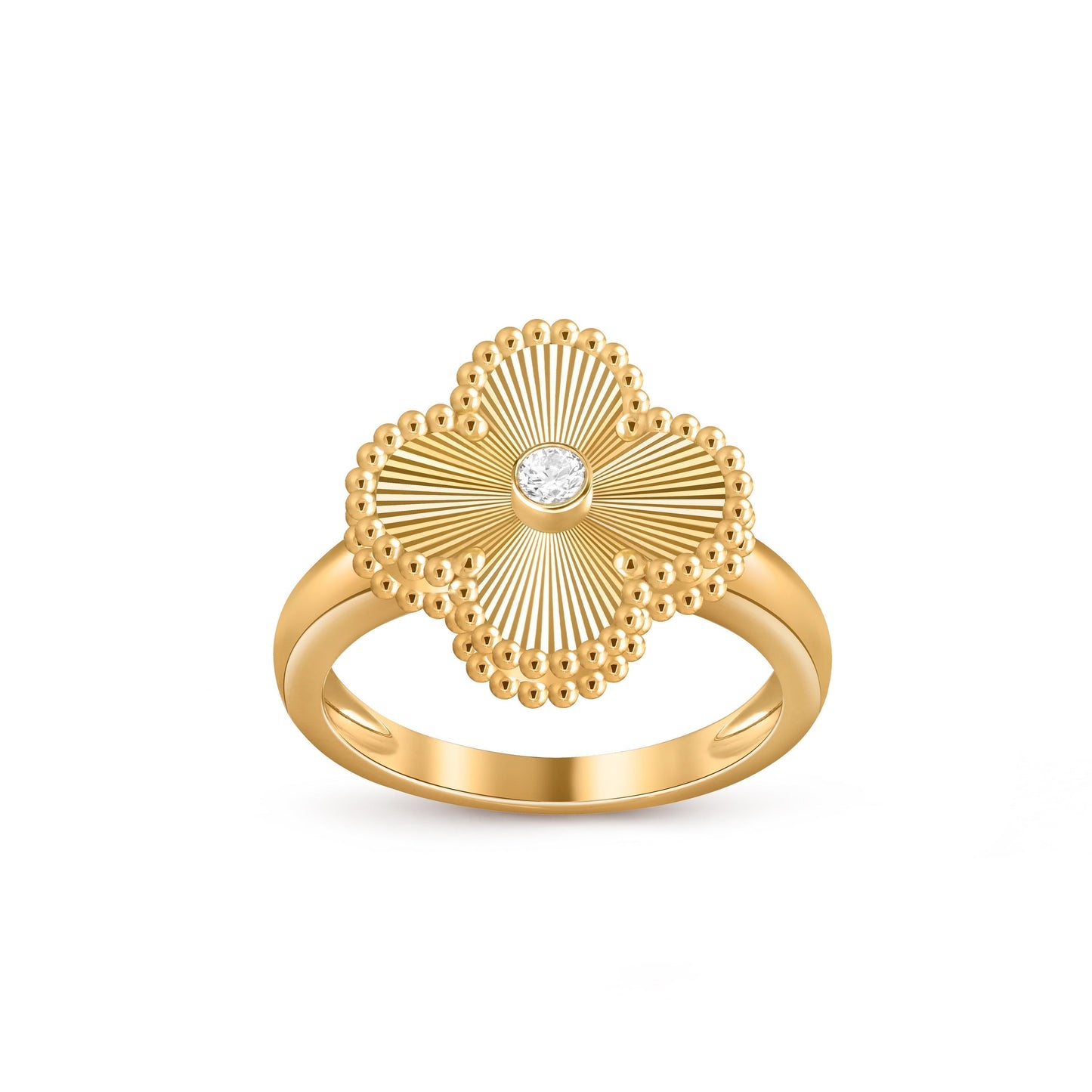 [Riva Jewelry]LUCKY CLOVER DIAMOND-ACCENT GOLD RING COLLECTION