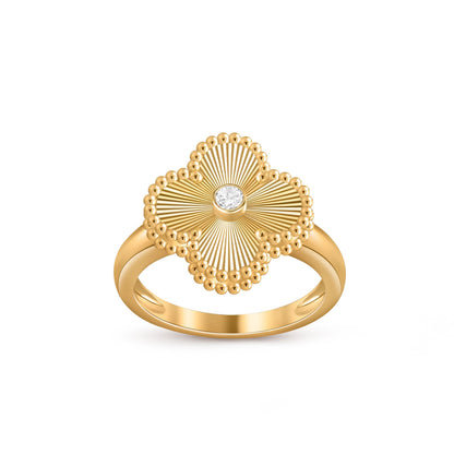 [Riva Jewelry]LUCKY CLOVER DIAMOND-ACCENT GOLD RING COLLECTION
