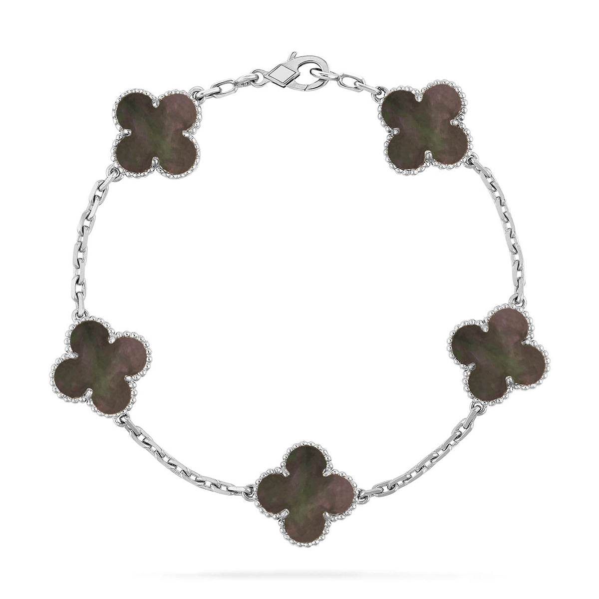 [Riva Jewelry]LUCKY CLOVER 5-MOTIF BRACELET - GREY MOTHER-OF-PEARL COLLECTION