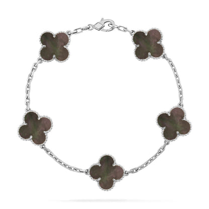 [Riva Jewelry]LUCKY CLOVER 5-MOTIF BRACELET - GREY MOTHER-OF-PEARL COLLECTION