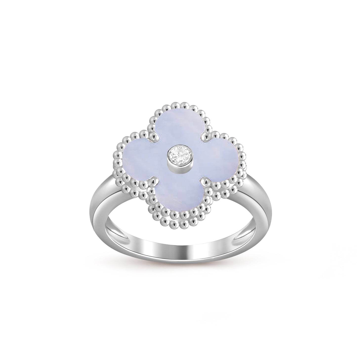 [Riva Jewelry]LUCKY CLOVER DIAMOND-ACCENT WHITE GOLD RING COLLECTION