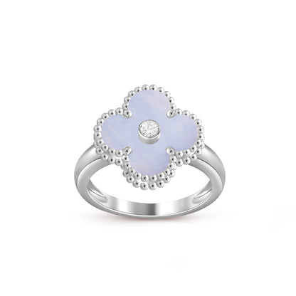 [Riva Jewelry]LUCKY CLOVER DIAMOND-ACCENT WHITE GOLD RING COLLECTION