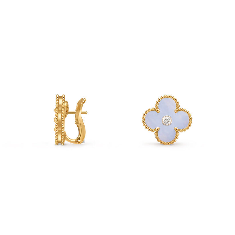 [Riva Jewelry]15MM CLOVER FLOWER STUD EARRINGS DIAMOND-GOLD COLLECTION