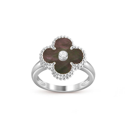 [Riva Jewelry]LUCKY CLOVER DIAMOND-ACCENT WHITE GOLD RING COLLECTION