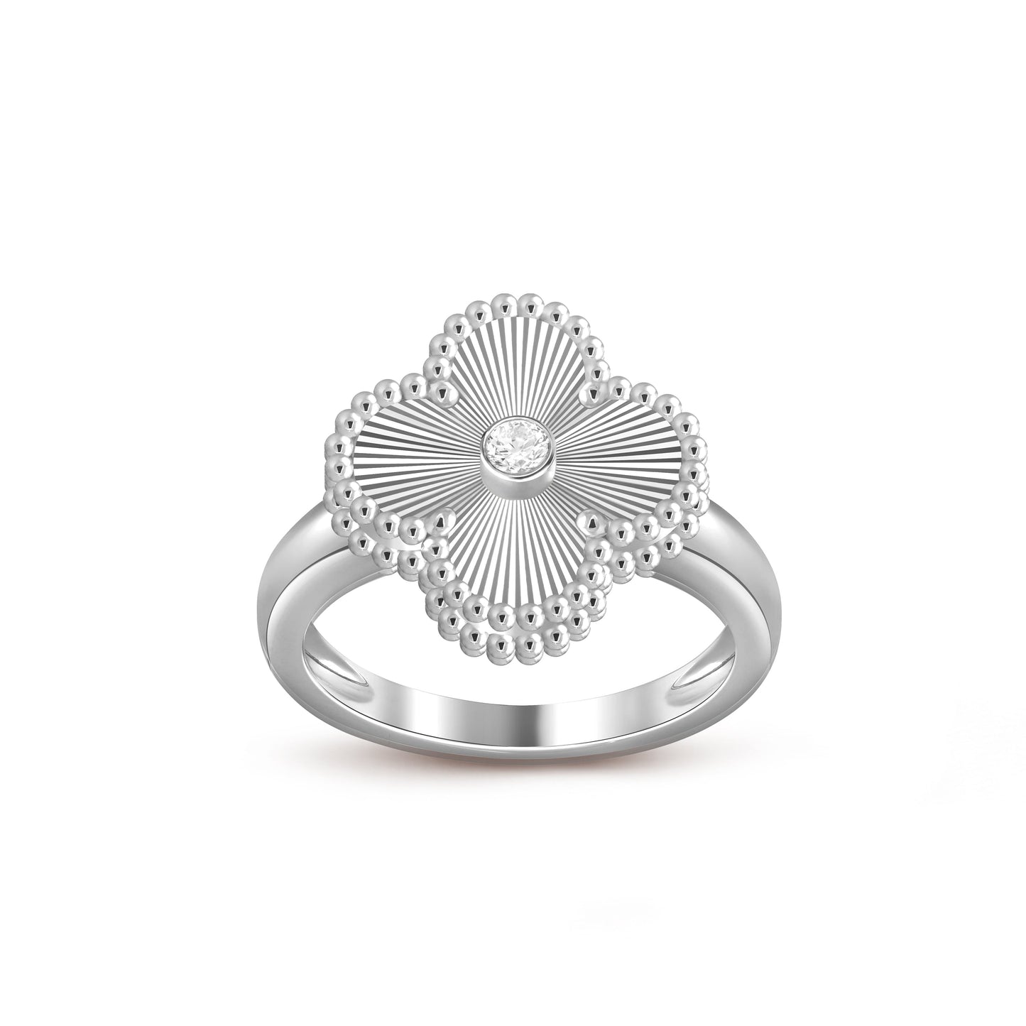[Riva Jewelry]LUCKY CLOVER DIAMOND-ACCENT WHITE GOLD RING COLLECTION