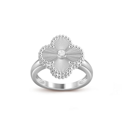 [Riva Jewelry]LUCKY CLOVER DIAMOND-ACCENT WHITE GOLD RING COLLECTION